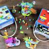 imageBins ampamp Things Bin Box Organizer for Small Toys  Travel Toy Set Carry Case with Builtin Lid  Sturdy Storage for Mini Blocks  Portable Toy Storage  Blue and RedBluewhite