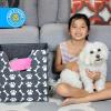 imageBins ampamp Things Dog Toy Bin Storage Basket 14 x 14 x 14 Inches Thick Felt Dog Toy Box with Cute Dog Paws and Bones Prints  Foldable Pet Accessory Basket with Curved Cutout