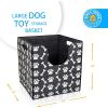 imageBins ampamp Things Dog Toy Bin Storage Basket 14 x 14 x 14 Inches Thick Felt Dog Toy Box with Cute Dog Paws and Bones Prints  Foldable Pet Accessory Basket with Curved Cutout
