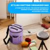 imageBins ampamp Things Knitting Bag  Large Crochet Yarn Storage Organizer with 2 External Pockets  Durable Natural Fabric Tote for Knitting Needles Hooks Accessories  Purple Craft BagPurple