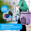 imageBins ampamp Things Knitting Bag  Large Crochet Yarn Storage Organizer with 2 External Pockets  Durable Natural Fabric Tote for Knitting Needles Hooks Accessories  Purple Craft BagPurple