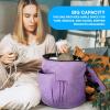 imageBins ampamp Things Knitting Bag  Large Crochet Yarn Storage Organizer with 2 External Pockets  Durable Natural Fabric Tote for Knitting Needles Hooks Accessories  Purple Craft BagPurple