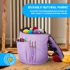 imageBins ampamp Things Knitting Bag  Large Crochet Yarn Storage Organizer with 2 External Pockets  Durable Natural Fabric Tote for Knitting Needles Hooks Accessories  Purple Craft BagPurple
