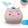 imageBins ampamp Things Unicorn Bean Bag Chair Cover for Kids 26 x 24 Inch UltraSoft and Fluffy FurLike Cover for Kids Bean Bag Chair Stuffed Animal Storage  Cute Unicorn Room Decor for Girls and Boys