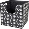 imageBins ampamp Things Dog Toy Bin Storage Basket 14 x 14 x 14 Inches Thick Felt Dog Toy Box with Cute Dog Paws and Bones Prints  Foldable Pet Accessory Basket with Curved Cutout