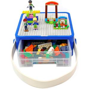 imageBins ampamp Things Bin Box Organizer for Small Toys  Travel Toy Set Carry Case with Builtin Lid  Sturdy Storage for Mini Blocks  Portable Toy Storage  Blue and RedBluewhite