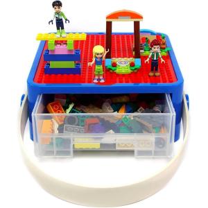imageBins ampamp Things Bin Box Organizer for Small Toys  Travel Toy Set Carry Case with Builtin Lid  Sturdy Storage for Mini Blocks  Portable Toy Storage  Blue and RedBluered