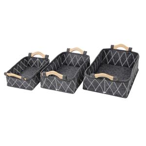 imageBins ampamp Things Felt Storage Bins Basket Set of 3 S M L Fabric Storage Organizing Baskets with Durable Handles  Home Storage Organizer Made with Thick Durable Felt Materials  Fabric Storage Basket