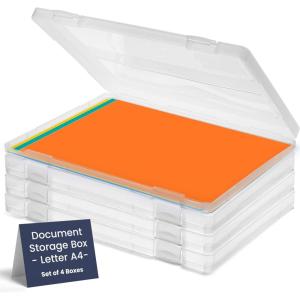 imageBins ampamp Things JTJ Sourcing Plastic Storage Box for A4 Paper  Document Magazine Paper Protector  Portable Project Sleeves  Document Organizer  Set of 4Set of 4