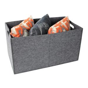 imageBins ampamp Things Large Felt Folding Storage Basket 275 x 15 x 15 Inches Thick Felt Home Organizer Bin with Handles  For Pillow and Blanket Storage Kids Toy Chest Bedroom Organizer More
