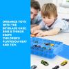 imageBins ampamp Things Hot Wheels Display Case and Toy Car Storage Organizer Double sided 48  Multi Compartment Plastic Car Toy Organizer Compatible with Lego LOL Surprise Matchbox cars storage case  Blue