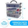 imageBins ampamp Things Stackable Storage Container with 2 Trays  Gray Craft StorageCraft Organizers and Bead Organizer BoxArt SupplyGrey