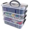 imageBins ampamp Things Stackable Storage Container with 2 Trays  Gray Craft StorageCraft Organizers and Bead Organizer BoxArt SupplyGrey