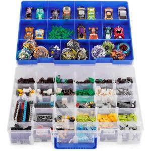 imageBins ampamp Things 30 Compartment Plastic Storage Box Organizer for Lego Hot Wheels LOL Surprise  Blue Rectangular