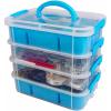 imageBins ampamp Things MultiCompartment Stackable Craft Storage Box with Dividers  Plastic Nail Polish Organizer Storage Containers for Beads Sewing Supplies Art Organizers and Storage  BlueLight Blue