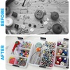 image:imageBins amp Things 3Tier Sewing Kit  Stackable Craft Storage Box with Dividers  Plastic Nail Polish Organizer Storage Containers for Beads Sewing Supplies and Art Organizers  LargeClear