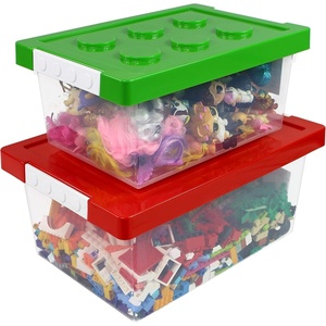 image:imageBins amp Things Lego Organizers and Storage Set of 2  Large and Small Stackable Storage Bins  Clear Toy Storage Bin  Organizers and Storage for Puzzles Dolls Cars and Other Toys